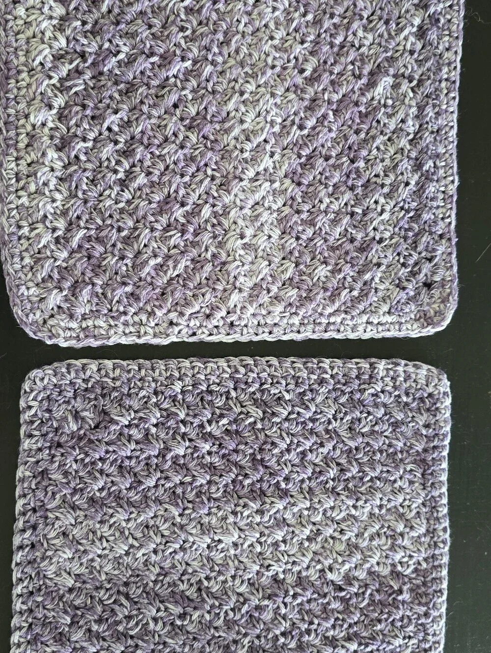 2pc Handcrafted Crochet Dishcloth Set 9x9 Eco-Friendly Cotton Purple Ombre